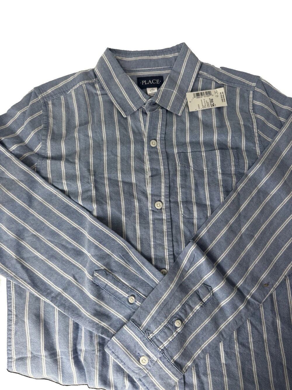 The Children’s Place Boys Dad & Me Oxford Shirt Blue Stripe NWT XL 14 Cotton